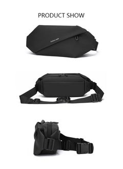 DUNISO Black Chest Bag for Men Women, Fashionable Crossbody Waist Bag Pack with Adjustable Strap, Waterproof Anti-theft Men Waist Pack Belt Bag for Travel Hiking Running Outdoors  - Image 4