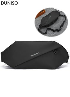 DUNISO Black Chest Bag for Men Women, Fashionable Crossbody Waist Bag Pack with Adjustable Strap, Waterproof Anti-theft Men Waist Pack Belt Bag for Travel Hiking Running Outdoors  - Image 2