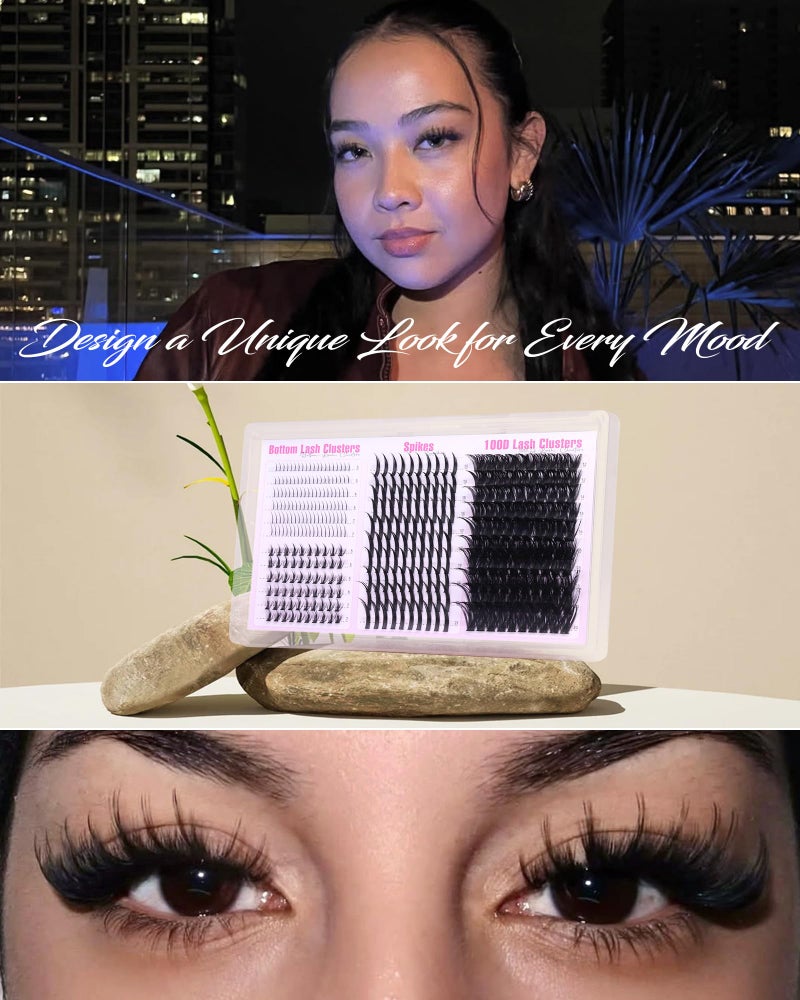 Boahankuke Wispy Lash Clusters with Spikes Volume Eyelash Clusters with 2 Styles Bottom Lashes 100D Mink Cluster Eyelash Extensions 380PCS Spiky Individual Lashes with Bottom Lash Clusters by Boahankuke - Image 5