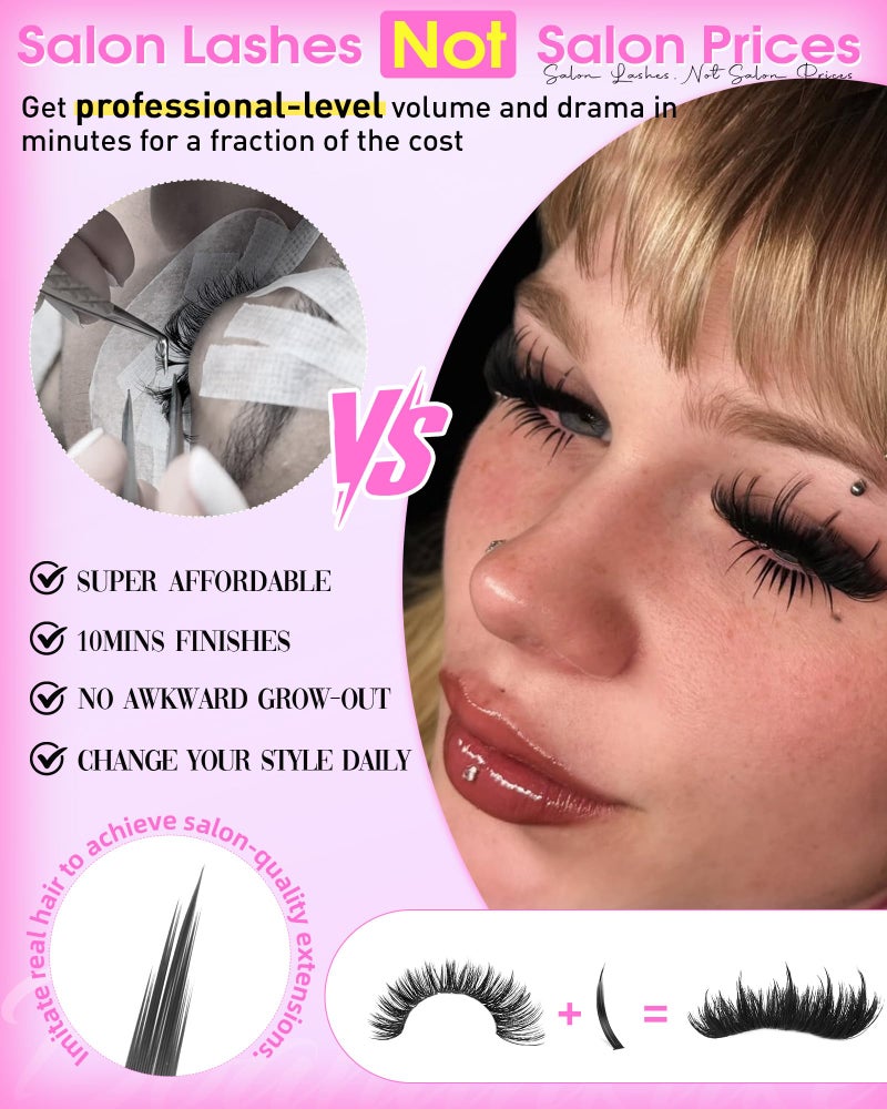 Boahankuke Wispy Lash Clusters with Spikes Volume Eyelash Clusters with 2 Styles Bottom Lashes 100D Mink Cluster Eyelash Extensions 380PCS Spiky Individual Lashes with Bottom Lash Clusters by Boahankuke - Image 3