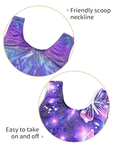 Nokecina Gymnastics Leotards for Girls Size 6-7 Years Old 2 Packs Shiny Purple Butterfly Kids Unitard - Image 3