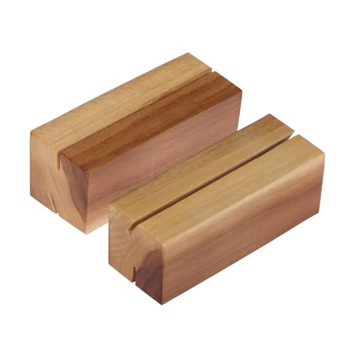 MIHAD Wood Place Card Holders, Dual Use T Shape & L Shape, Two Slots Display Stand for wedding banquets, exhibitions, hotels, promotions, offices, restaurants, cafes, schools, receptions. Pack of 2 - Image 1
