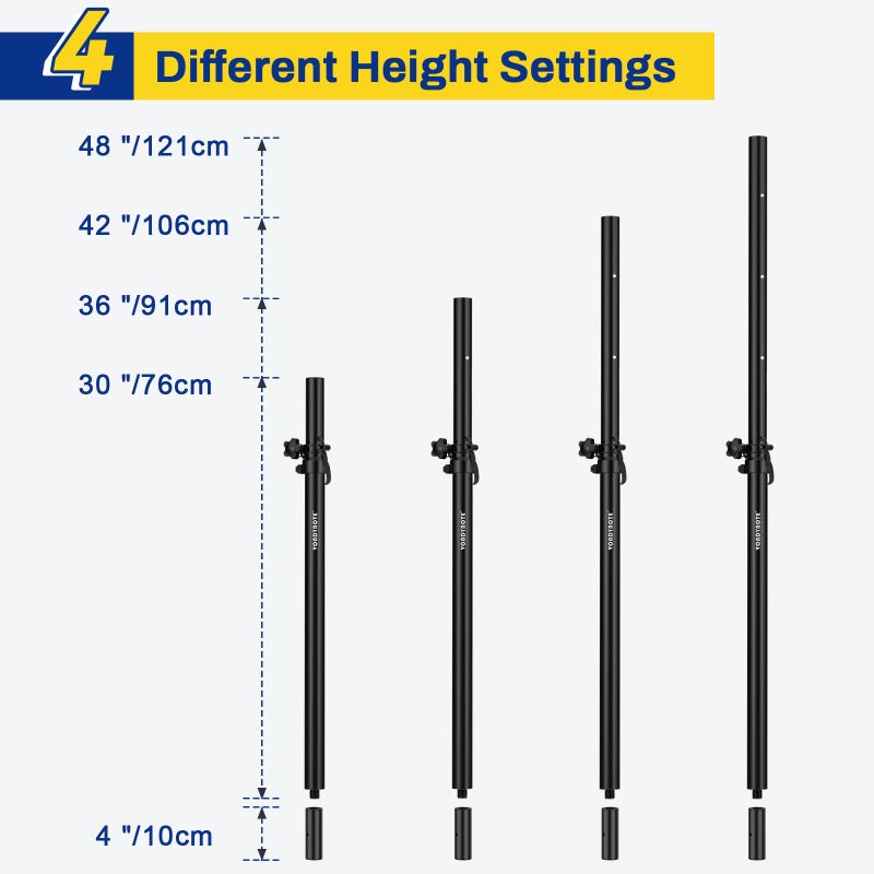Vondynote Set of 2 Speaker Pole for Subwoofer Height Adjustable Fits M20 Threaded Mount and 35mm Mount Speaker Extender with M20 to 35mm Adapters - Image 3