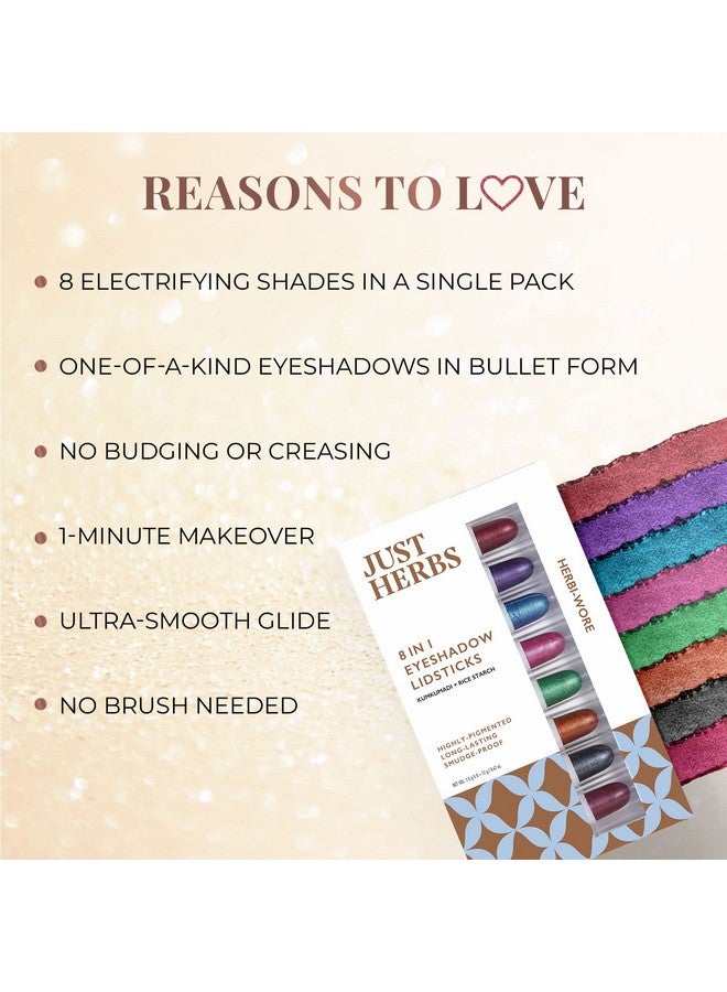 Just Herbs 8 In 1 Herbal Metallic-Shimmer Finish, Long Lasting & Ultra Smooth Eye Shadow Lidsticks With Kumkumadi - 12Gm (Herbi -Wore) - Image 3