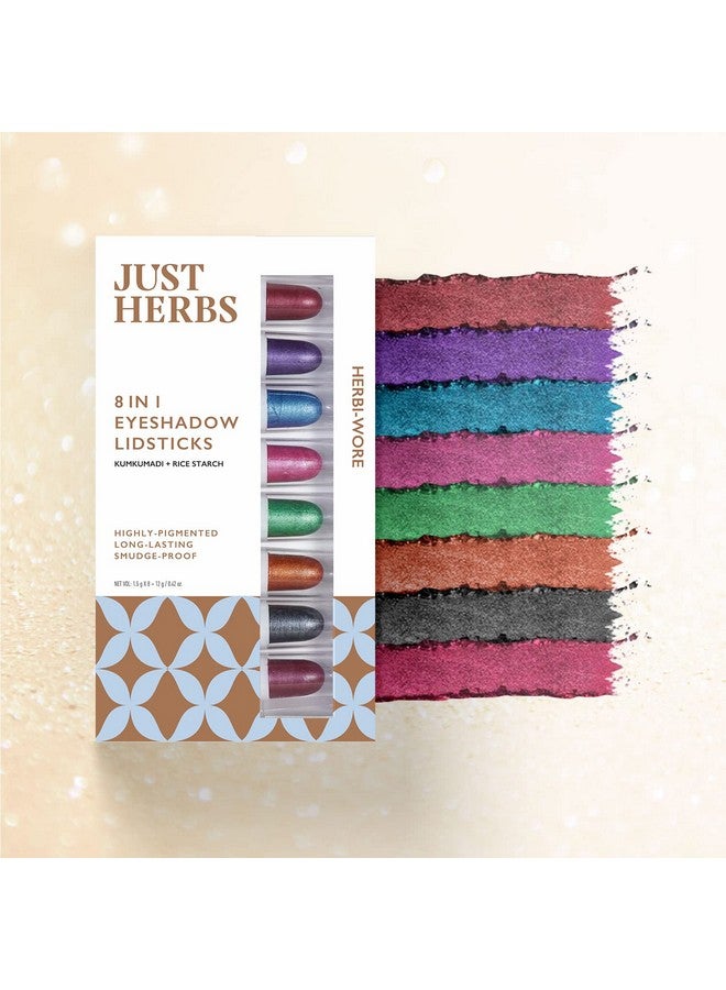 Just Herbs 8 In 1 Herbal Metallic-Shimmer Finish, Long Lasting & Ultra Smooth Eye Shadow Lidsticks With Kumkumadi - 12Gm (Herbi -Wore) - Image 4