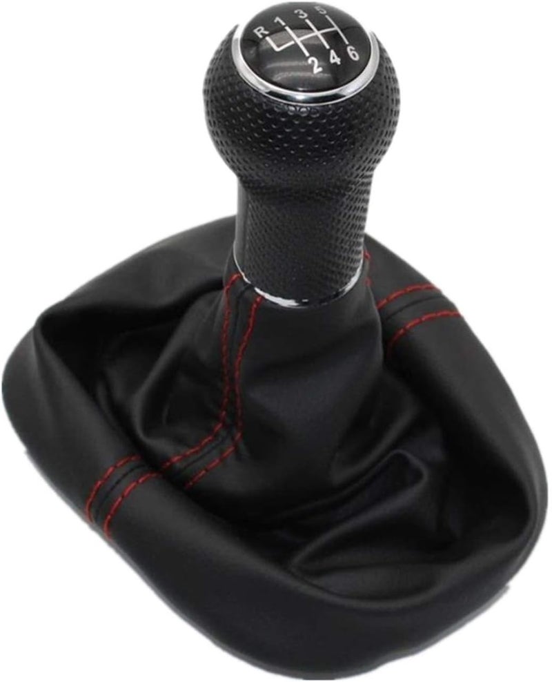 QASULER 6 Speed Gear Shift Knob with Leather Boot - Image 1