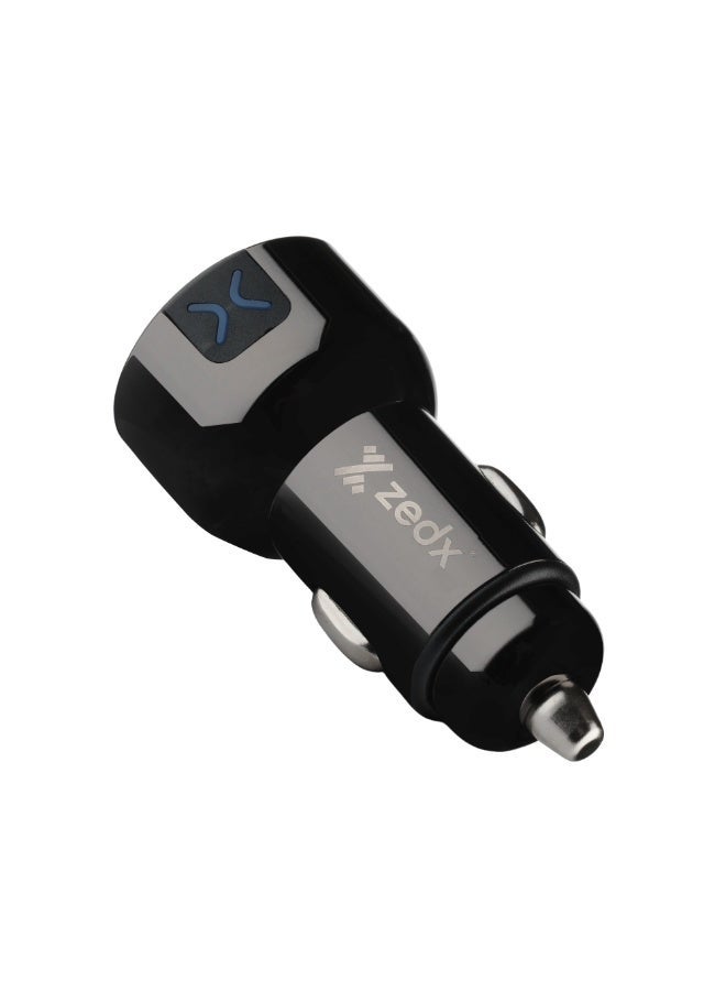 ZEDX ZE-02 52.5W Fast Car Charger USB-A + USB-C PD Dual Port High Speed Car Adapter Black - Image 2