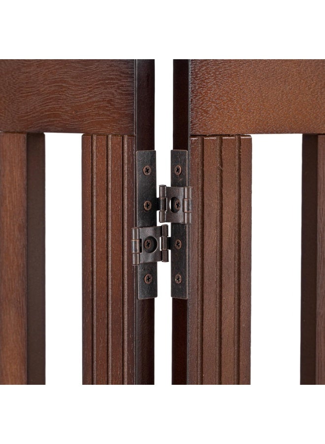 Spirich بوابة كلاب خشبية قائمة بذاتها وقابلة للطي، بوابة للحيوانات الأليفة داخلية، بوابات للكلاب للمداخل والسلالم والمنزل، بوابة جرو واسعة للغاية، 3 ألواح - Image 4