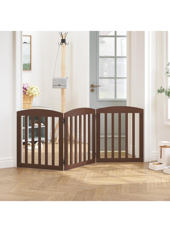 Spirich بوابة كلاب خشبية قائمة بذاتها وقابلة للطي، بوابة للحيوانات الأليفة داخلية، بوابات للكلاب للمداخل والسلالم والمنزل، بوابة جرو واسعة للغاية، 3 ألواح - Image 3