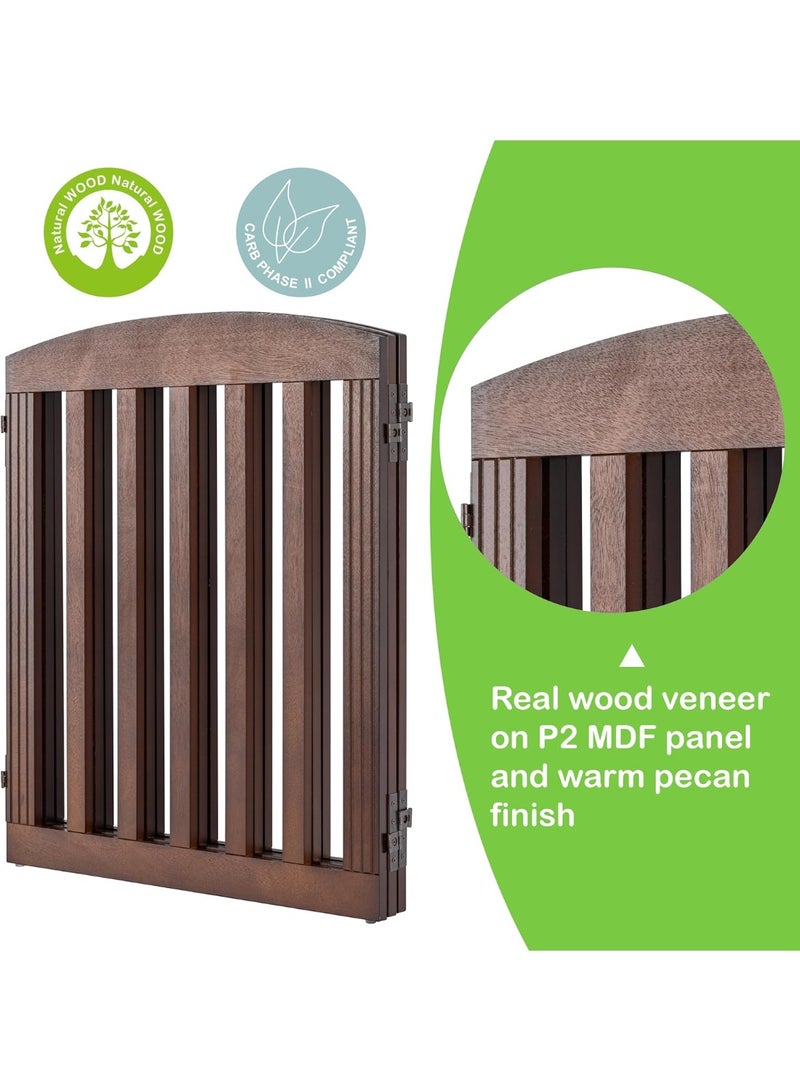 Spirich بوابة كلاب خشبية قائمة بذاتها وقابلة للطي، بوابة للحيوانات الأليفة داخلية، بوابات للكلاب للمداخل والسلالم والمنزل، بوابة جرو واسعة للغاية، 3 ألواح - Image 5