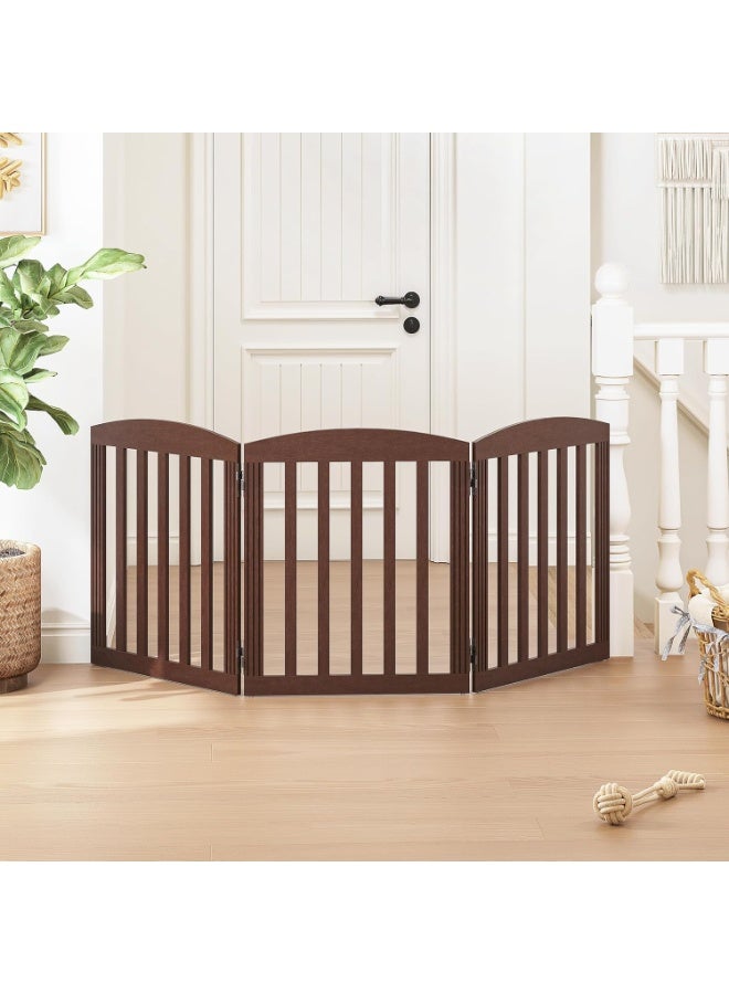 Spirich بوابة كلاب خشبية قائمة بذاتها وقابلة للطي، بوابة للحيوانات الأليفة داخلية، بوابات للكلاب للمداخل والسلالم والمنزل، بوابة جرو واسعة للغاية، 3 ألواح - Image 2