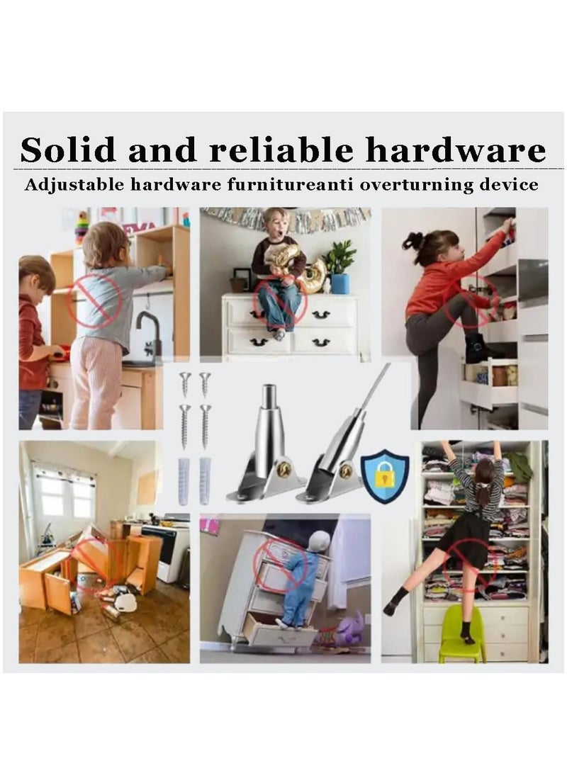 KASTWAVE 4Pack Furniture Anchors,Anti Tip Furniture Anchors for Baby Proofing,Furniture Wall Anchors Earthquake Straps for Cabinet,TV Stand,Cabinet,Shelf,Dresser Wall Safety Anchor Prevent Falling - Image 5