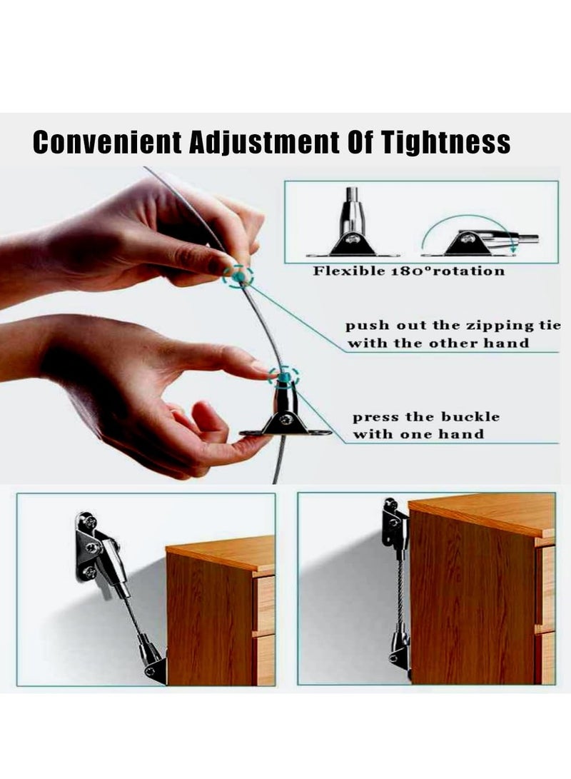 KASTWAVE 4Pack Furniture Anchors,Anti Tip Furniture Anchors for Baby Proofing,Furniture Wall Anchors Earthquake Straps for Cabinet,TV Stand,Cabinet,Shelf,Dresser Wall Safety Anchor Prevent Falling - Image 3