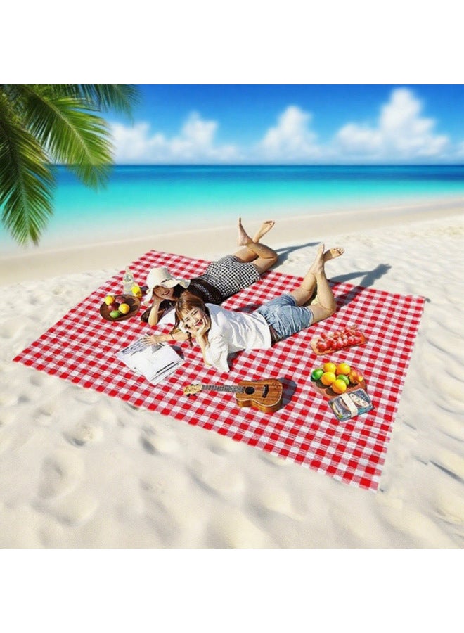 Disposable Red Plaid Picnic Mat, Waterproof Outdoor Camping Beach Tablecloth