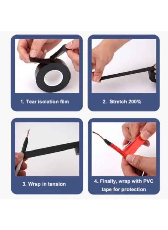 Vini Tap شريط عازل كهربائي من PVC ALIMII (6 لفات) (أسود) - Image 3