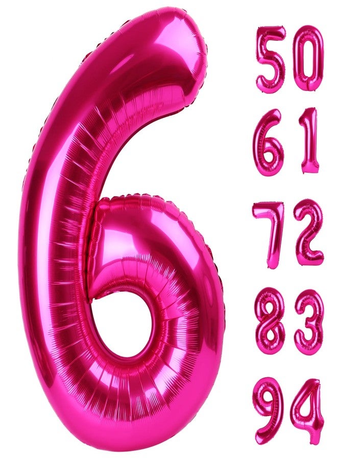 IWERP Hot Pink 6 Balloon, Number Balloons 40 Inch, 6th Balloons for Birthday Decorations, Hot Pink Party Supplies 6 Birthday Balloon, Number 6 Balloon - Image 1