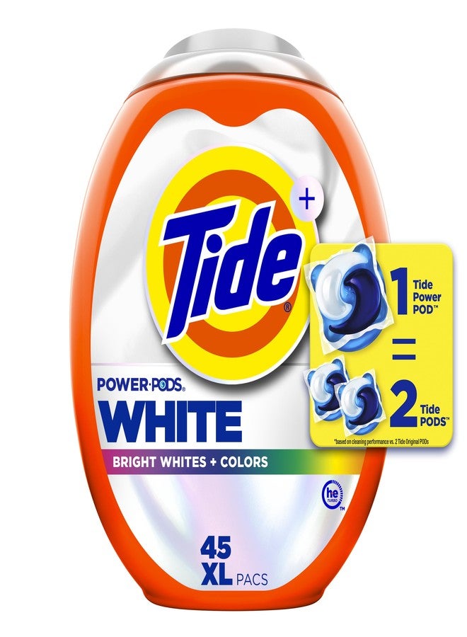 Tide Power PODS Plus Ultra OXI White and Bright Laundry Detergent, Advanced Stain Removal and Whitening Power, 45 Count, Tide Pods Laundry Detergent, Laundry Pods Detergent - Image 1