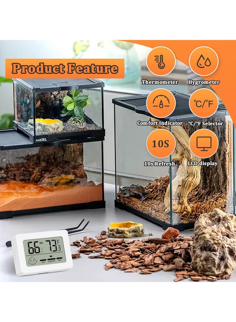 Suntown ملحقات حوض الزواحف مقياس حرارة حوض التنين الملتحي مقياس الرطوبة مقياس حرارة حوض الزواحف ومقياس الرطوبة لجورجيو الجاكو العنكبوت القافز الثعبان الجاكو بايثون الكرة السحلية 2 عبوة - Image 3