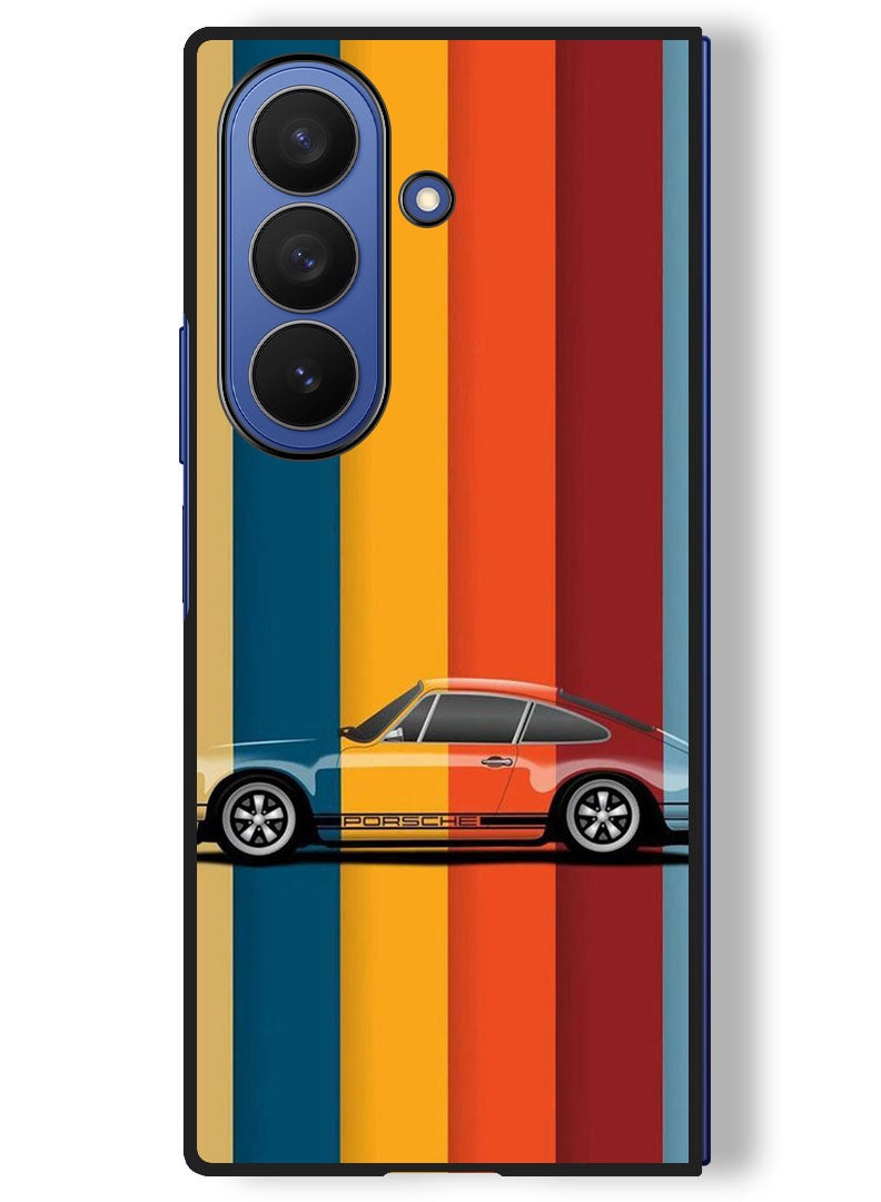 Theodor Case Compatible with Samsung Galaxy Z Fold 7 - 8 Inch Protection Shockproof Bumper Cover Vintage Porche - Image 1