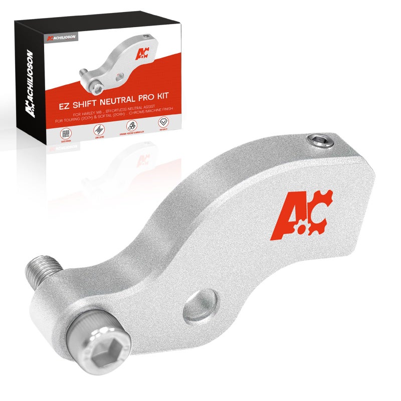 Achilioson EZ Shift Neutral Pro Kit for Harley M8 â€“ Effortless Neutral Assist for Touring (2017+) & Softail (2018+) â€“ Chrome/Machine Finish - Image 1