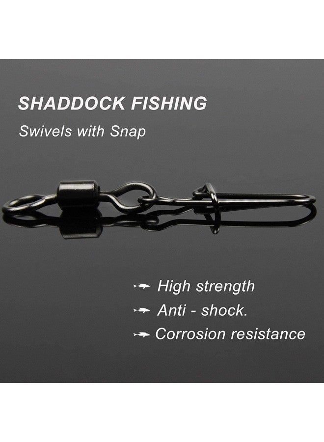 Shaddock Fishing Rolling Barrel Fishing Swivel Snaps, 210pcs Fishing Swivel with Nice Snaps High Strength Copper and Stainless Steel Fishing Line Connector Fishing Tackle Kit for Saltwater Freshwater - Image 4