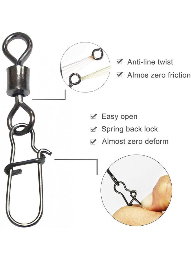 Shaddock Fishing Rolling Barrel Fishing Swivel Snaps, 210pcs Fishing Swivel with Nice Snaps High Strength Copper and Stainless Steel Fishing Line Connector Fishing Tackle Kit for Saltwater Freshwater - Image 1