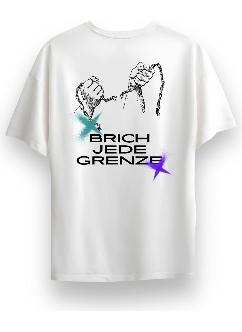 Alex Rosen Unisex Oversize Crew Neck Printed Short Sleeve White T-Shirt  - Image 1
