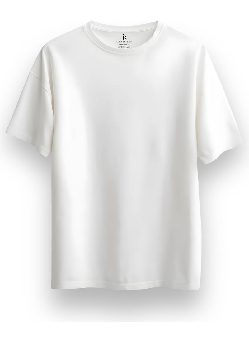 Alex Rosen Unisex Oversize Crew Neck Printed Short Sleeve White T-Shirt  - Image 2