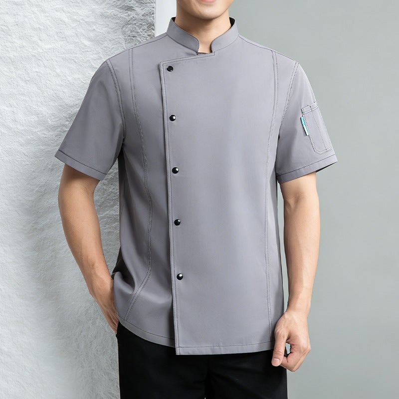 Elastic Chef Work Clothes For Men, Short-Sleeved, Breathable, Summer Wear For Restaurants, Els, Canteens, Bakeries, Kitchens, For Women - Image 1