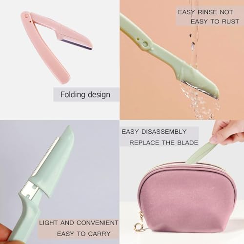 Calitate24 Women Foldable Razors for Facial Hair, Eyebrow Shaper Razors, Facial Hair Remover, Dermablade Razor for Women Face, Remove Fine Hairs, Eyebrow, Face and Neck Stainless Steel Razor, Pack of 3 - Image 3