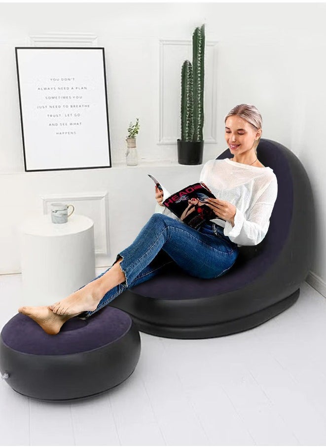 Generic - Inflatable Sofa Couch, Foldable Indoor Sofa Lounge Chair Sleeper Inflatable Lounger Air Sofa Chair Deck Chair for Bedroom Living Room Camping - Image 1
