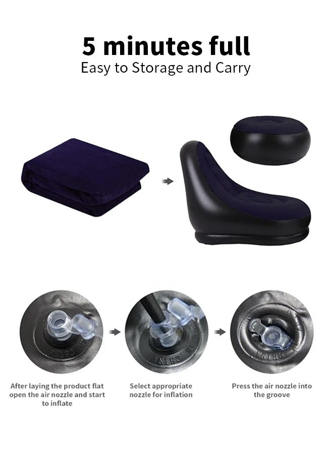 Generic - Inflatable Sofa Couch, Foldable Indoor Sofa Lounge Chair Sleeper Inflatable Lounger Air Sofa Chair Deck Chair for Bedroom Living Room Camping - Image 1
