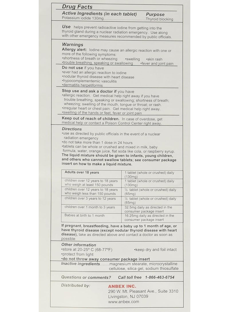 iOSAT Potassium Iodide Tablets, 130 mg (14 Tablets each) - 10 packs - Image 2