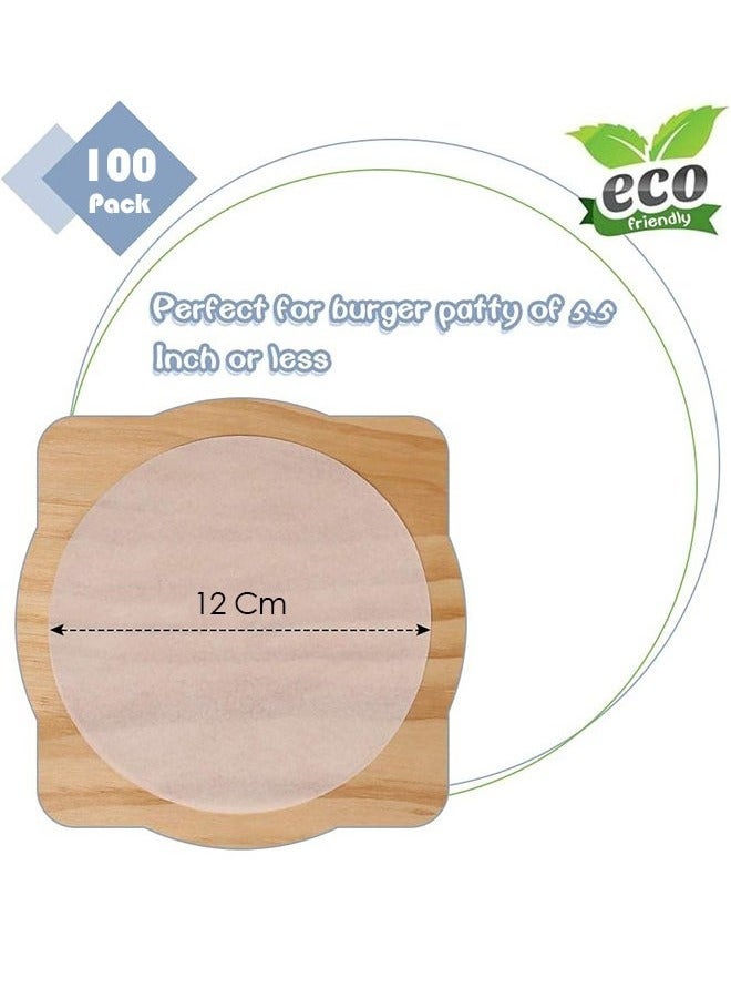 ليفقورا مكبس برجر مع 100 ورقة دائرية غير لاصقة – أوراق برجر 12 سم مقاومة للماء والزيت للتجميد والخبز والشوي - Image 4