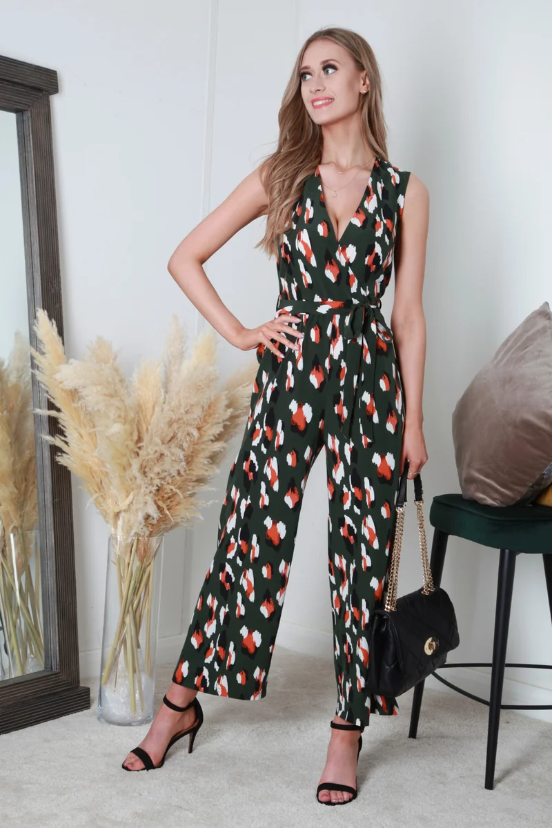 Wrap Front Print Jumpsuit