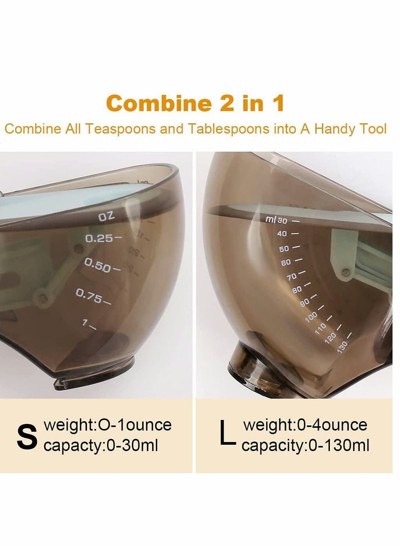 SYOSI Adjustable Measuring Cups, Spoons Sets, Kitchen Tools Plastic Tablespoon Measuring Cup Magnetic, for DIY Cooking Baking Kitchen, Solid/Powder/Liquid, Set of 2 - Image 5