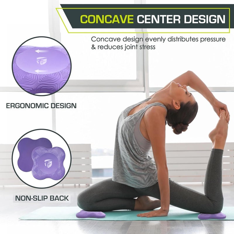 FirstFit Professional Yoga Knee Pad, Extra Thick Elbow Cushion Pad for Pilates Workout, Planks & Meditation, Anti-Slip Joint Protection Pad Pack of 2 - Purple - (Size - 7.8"L x 7.8"W x 0.78"Th) - Image 3