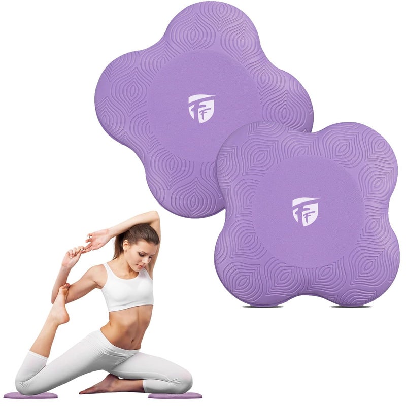 FirstFit Professional Yoga Knee Pad, Extra Thick Elbow Cushion Pad for Pilates Workout, Planks & Meditation, Anti-Slip Joint Protection Pad Pack of 2 - Purple - (Size - 7.8"L x 7.8"W x 0.78"Th) - Image 1
