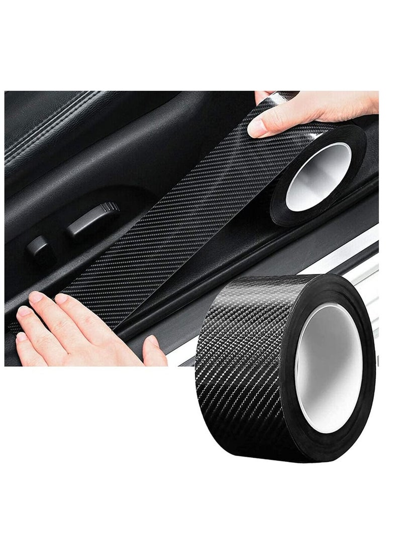 SYOSI Car Door Edge Guards Scratch Cover Sill Protector Bumper Protector 5D Carbon Fiber Car Wrap Film Automotive Self Adhesive Anti Collision Film Fits for Most Cars 1.2In x 33Ft, Black - Image 1
