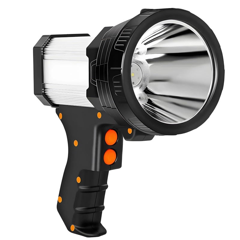 Rechargeable Waterproof Spotlight 9600mAh 3 Modes Handheld Flashlight Silver - Image 2