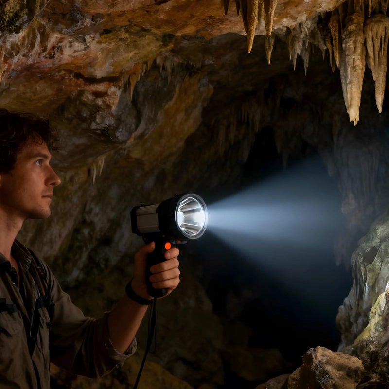 Rechargeable Waterproof Spotlight 9600mAh 3 Modes Handheld Flashlight Silver - Image 4
