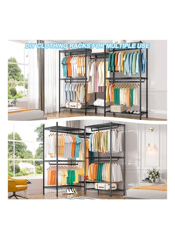 سولاكان علاقات ملابس لتعليق الملابس، رف ملابس معدني ثقيل التحمل، حامل/دولاب قائم بذاته لتعليق الملابس، 45 عمق × 187 عرض × 195 ارتفاع سم، أسود - Image 5