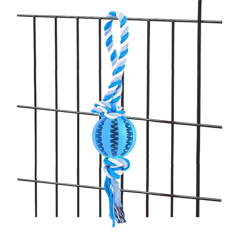 Engorgio Interactive Dog Chew Toys Crate Training Aids for Puppies, Puzzle Treat Dispenser with Rope Dogs Toy Ball Reduce Stress Anxiety Peanut Butter Dog Food Treat Dispenser Toys (Blue) - Image 2