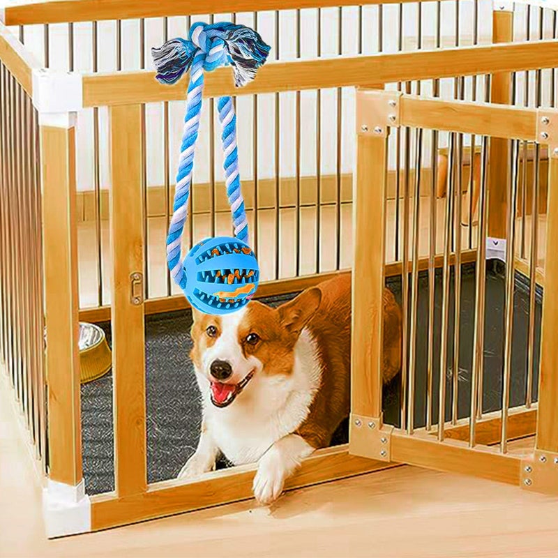 Engorgio Interactive Dog Chew Toys Crate Training Aids for Puppies, Puzzle Treat Dispenser with Rope Dogs Toy Ball Reduce Stress Anxiety Peanut Butter Dog Food Treat Dispenser Toys (Blue) - Image 3