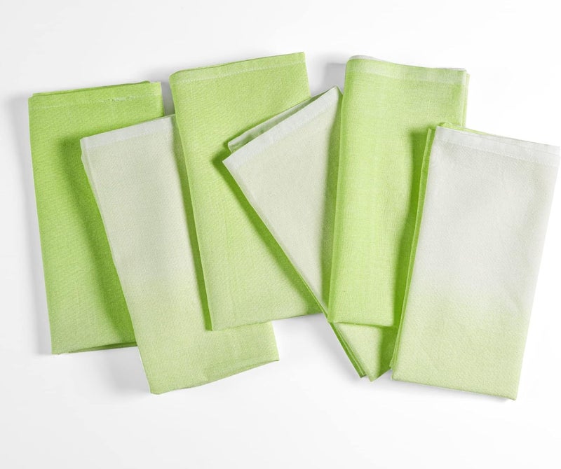 FINGERCRAFT Cloth Napkins Set of 6 Cotton Blend 20x20 Inch Large Size Dinner Napkins Cloth Perfect for Parties Dinners Weddings Cocktail Christmas Easter Ombre Tie Dye Leaf Green - Image 1