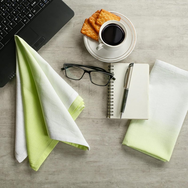 FINGERCRAFT Cloth Napkins Set of 6 Cotton Blend 20x20 Inch Large Size Dinner Napkins Cloth Perfect for Parties Dinners Weddings Cocktail Christmas Easter Ombre Tie Dye Leaf Green - Image 4
