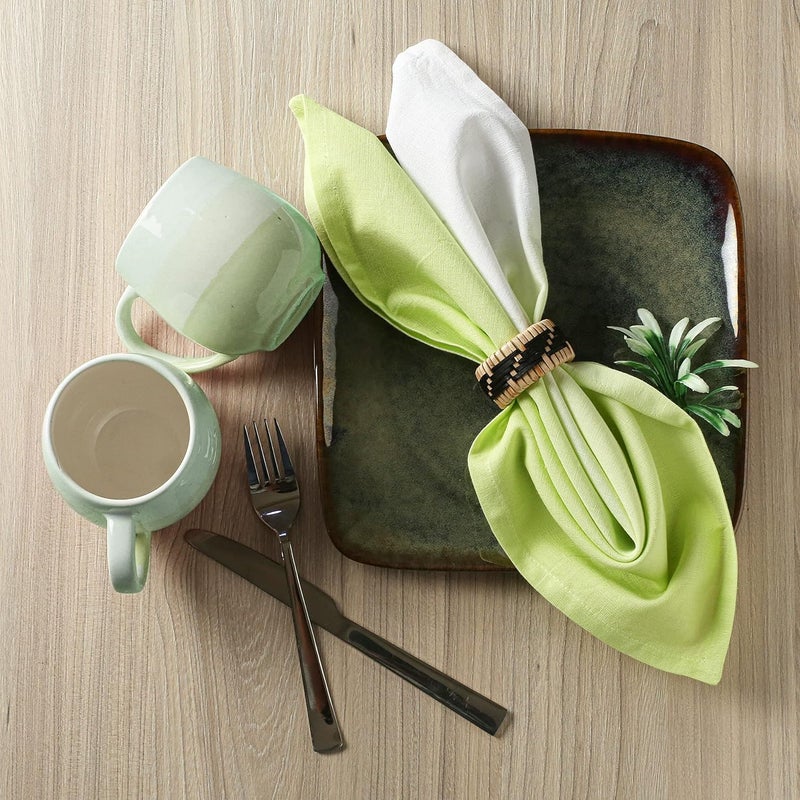 FINGERCRAFT Cloth Napkins Set of 6 Cotton Blend 20x20 Inch Large Size Dinner Napkins Cloth Perfect for Parties Dinners Weddings Cocktail Christmas Easter Ombre Tie Dye Leaf Green - Image 3