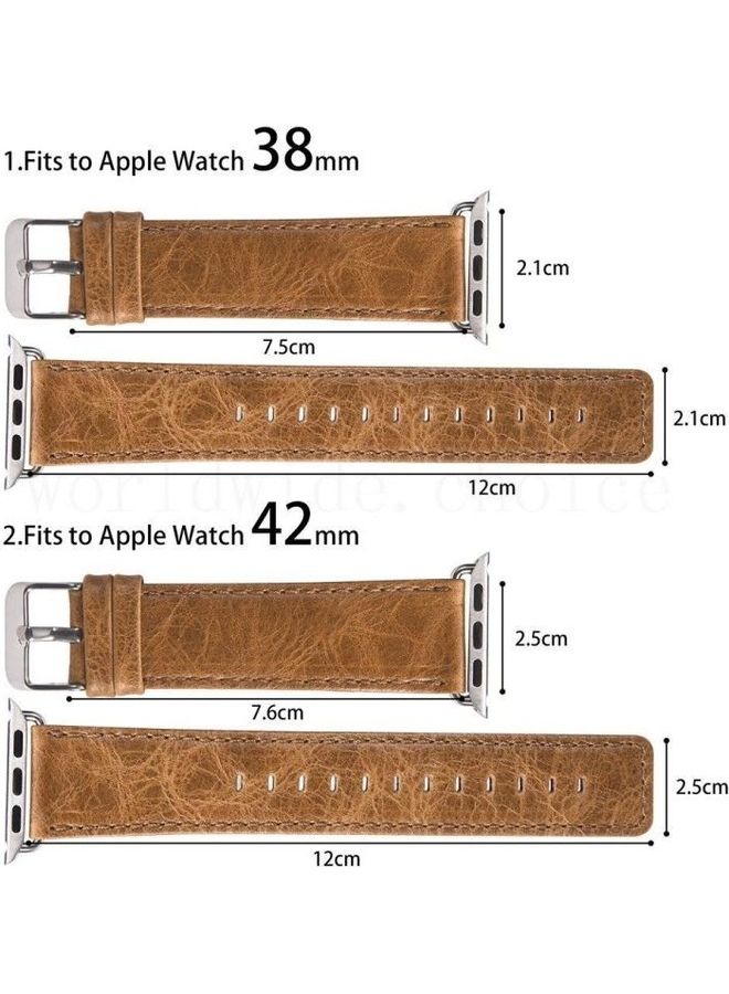 NIBEMINENT Replacement Watchband for Apple Watch Series 7/6/5/4/3/2/1/SE 38/40/41mm Light Brown - Image 3
