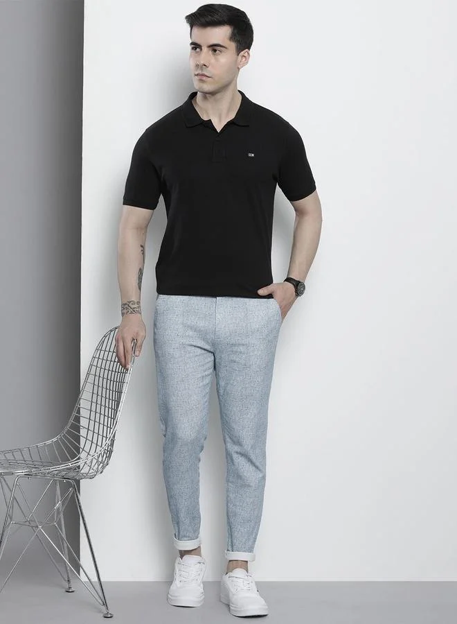 The Indian Garage Co  Men Grey Slim Fit Textured Chino Pants for Men | Best Price UAE