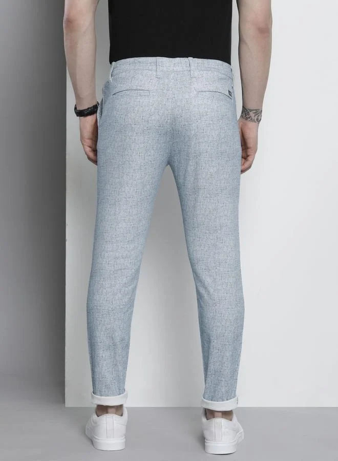 The Indian Garage Co  Men Grey Slim Fit Textured Chino Pants for Men | Best Price UAE